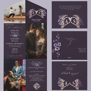 Invitation Tout En Un Squelette gothique Mains Romance foncé Mariage flo