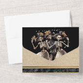 Invitation Tout En Un Squelette noir marié marié gothique mariage (Verso)