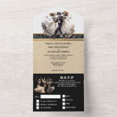 Invitation Tout En Un Squelette noir marié marié gothique mariage (À l'intérieur)