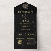 Invitation Tout En Un Star céleste QR code astrologie thème mariage (À l'intérieur)