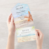 Invitation Tout En Un Starfish moderne Tropical Summer Beach Mariage (Déchirure)