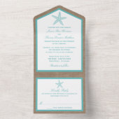 Invitation Tout En Un Starfish Turquoise Burlap Beach Wedding Collection (À l'intérieur)