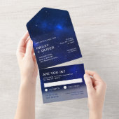Invitation Tout En Un Starry Galaxy Blue Night Sky Mariage (Déchirure)