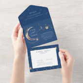 Invitation Tout En Un Stars de lune mystique céleste Halo Mariage (Déchirure)