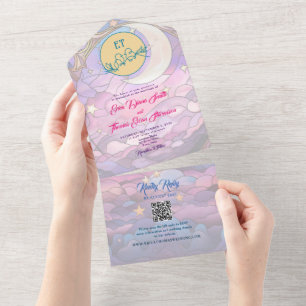 Invitation Tout En Un Stars et Mariage de lune