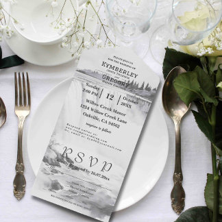 Invitation Tout En Un Style vintage Niagara Falls Black White Courriel