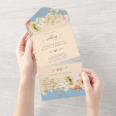 Invitation Tout En Un Sublime Dusty Blue Peach Mariage (Déchirure)