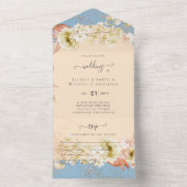 Invitation Tout En Un Sublime Dusty Blue Peach Mariage (À l'intérieur)