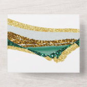 Invitation Tout En Un Sublime Emerald Green Gold Mariage (Verso)
