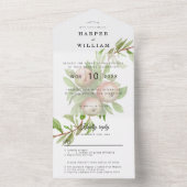 Invitation Tout En Un Suite mariage enveloppe de pommes aquarelle (À l'intérieur)