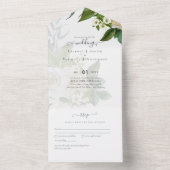Invitation Tout En Un Suite Mariage Sublime Dusty Blue et White Roses (À l'intérieur)