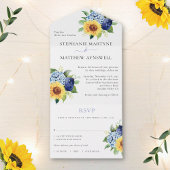 Invitation Tout En Un Sunflower Dusty Blue Floral Mariage botanique