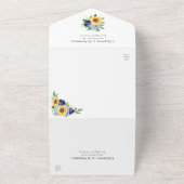 Invitation Tout En Un Sunflower Dusty Blue Floral Mariage botanique (Dehors)