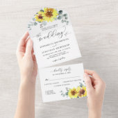 Invitation Tout En Un Sunflower Eucalyptus Mint Sage Mariage floral RSVP (Déchirure)