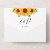 Invitation Tout En Un Sunflower Floral Élégant Mariage Script (Verso)
