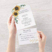 Invitation Tout En Un Sunflower florale Eucalyptus Script Mariage élégan (Déchirure)
