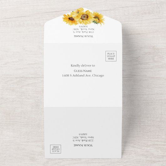 Invitation Tout En Un Sunflower Géométrique Automne Mariage photo Automn (Dehors)