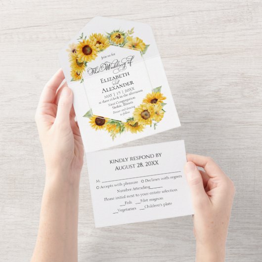 Invitation Tout En Un Sunflower Géométrique Automne Mariage photo Automn (Déchirure)