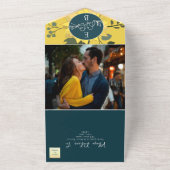 Invitation Tout En Un Sunflowers Boho Green Mariage QR Code (Dehors)