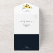 Invitation Tout En Un Sunflowers Eucalyptus Marine Mariage floral RSVP (Dehors)