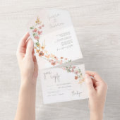 Invitation Tout En Un Sunny Fleur sauvage Mariage Peach ID1023 (Déchirure)