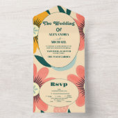 Invitation Tout En Un Super Retro Pink & Gold Mariage (À l'intérieur)