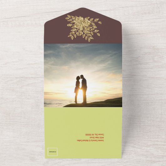 Invitation Tout En Un Superbe Mariage Rose Or (Dehors)