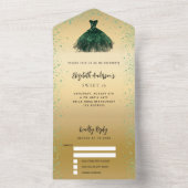 Invitation Tout En Un Sweet 16 couleur vert émeraude parties scintillant (À l'intérieur)