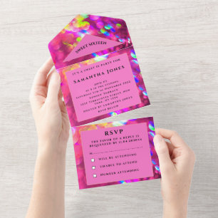 Invitation Tout En Un Sweet sixteen Parties scintillant brillant Fille r