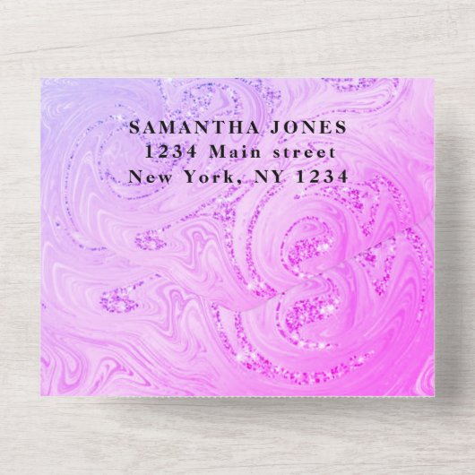 Invitation Tout En Un Sweet sixteen Parties scintillant Sparkly Girly Pr (Verso)