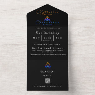 Invitation Tout En Un Symbole de flamme Mariage-QR-Code-Twin