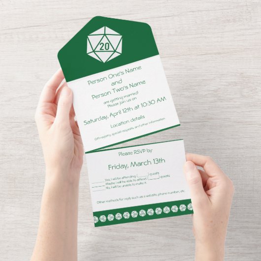 Invitation Tout En Un Table chic en vert (Déchirure)