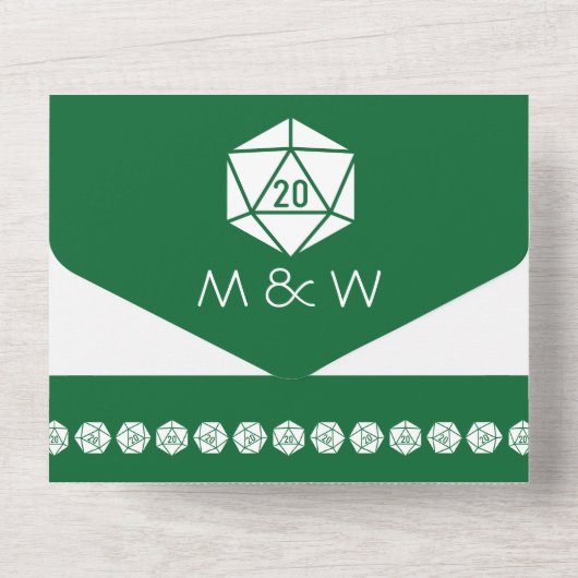 Invitation Tout En Un Table chic en vert (Verso)