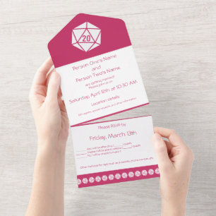 Invitation Tout En Un Tabletop Chic au framboise
