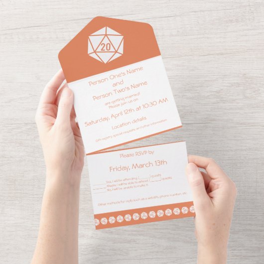 Invitation Tout En Un Tabletop Chic en Corail (Déchirure)