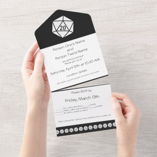 Invitation Tout En Un Tabletop Chic en noir (Déchirure)