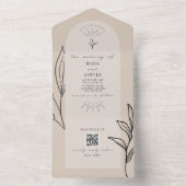Invitation Tout En Un Tan Arch Mariage QR RSVP Tout en un (À l'intérieur)