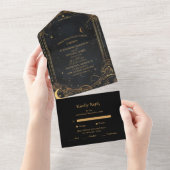 Invitation Tout En Un Tarot Celestin Mariage Sun Moon Stars Gold (Déchirure)