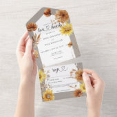 Invitation Tout En Un Taupe de tournesol d'automne rustique & détails bl (Déchirure)