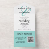 Invitation Tout En Un Teal Ampersand QR Code   (À l'intérieur)
