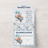 Invitation Tout En Un Teddy Bear Avion Ballons Baby shower garçon (À l'intérieur)