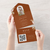 Invitation Tout En Un Terracotta Arch Photo Pampas Grass Mariage Floral (Déchirure)