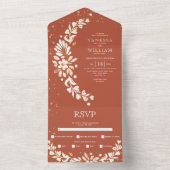 Invitation Tout En Un Terracotta, blanc fleuri mariage (À l'intérieur)