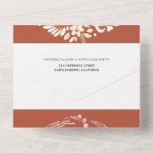 Invitation Tout En Un Terracotta, blanc fleuri mariage (Verso)