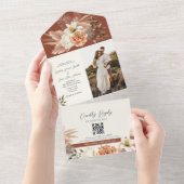 Invitation Tout En Un Terracotta Boho Floral Russe Mariage (Déchirure)