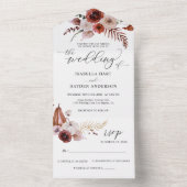 Invitation Tout En Un Terracotta Fall Citrouilles Boho Détails Mariage R (À l'intérieur)