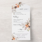 Invitation Tout En Un Terracotta Floral Bural Orange Boho Mariage de aut (À l'intérieur)