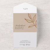 Invitation Tout En Un Terracotta moderne élégante avec Mariage Feuille (Dehors)