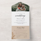 Invitation Tout En Un Terracotta moderne élégante avec Mariage Feuille (À l'intérieur)