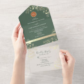 Invitation Tout En Un Terracotta & Olive Green Vintage Floral Mariage (Déchirure)